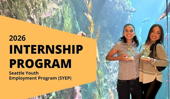 Two young people smiling. Text: 2026 Internship Program Seattle Youth Employment Program (SYEP)